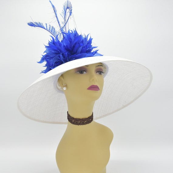 SD( White/royal Blue )kentucky Derby Hat, Church Hat  display picture 1