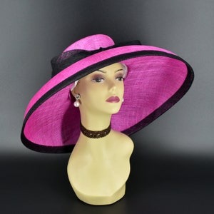 Cappello Audrey Hepburn Anna Wang – Tesa Larga Jumbo In Sinamay – Bianco/Nero – 57 Cm