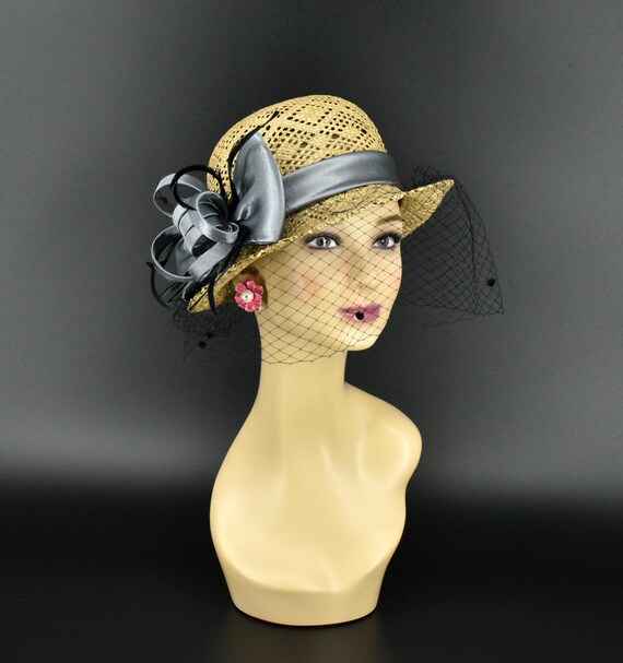 ED23 Vintage Straw Hat for Tea Parties, Vintage-themed  display picture 3