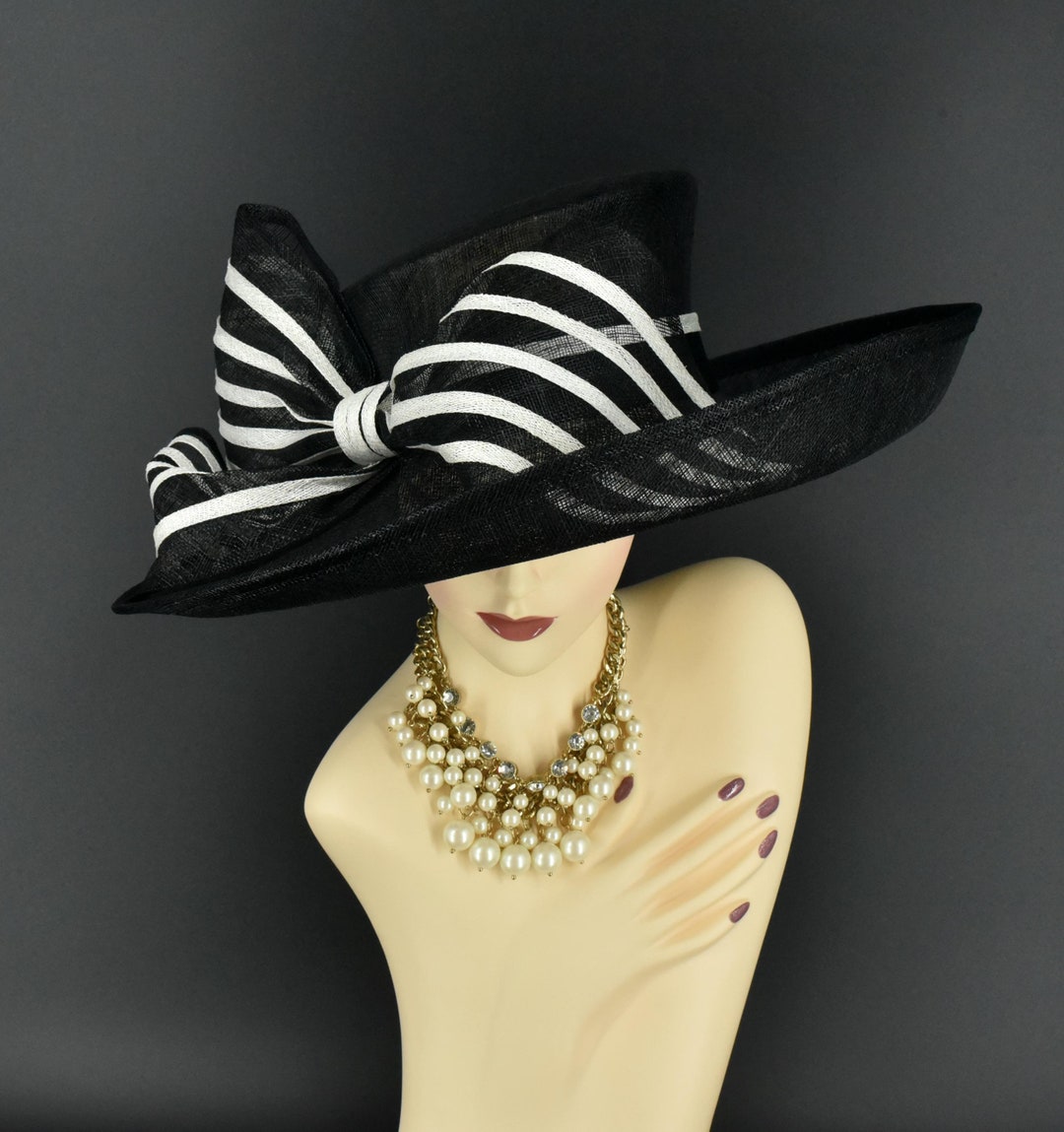 M1314 ( Black/white ) Kentucky Derby Hat, Church Hat  display picture 3