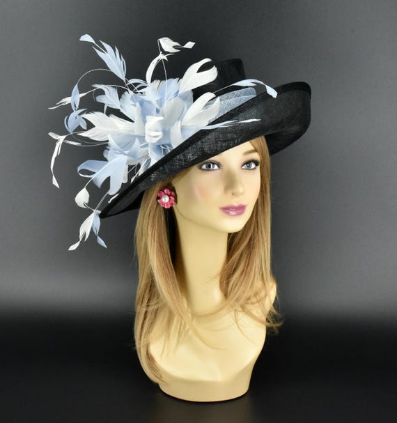 Elegant Black Hat with Floral Accent Elegant Black Hat with Colorful Velvet Floral Accents main image 2