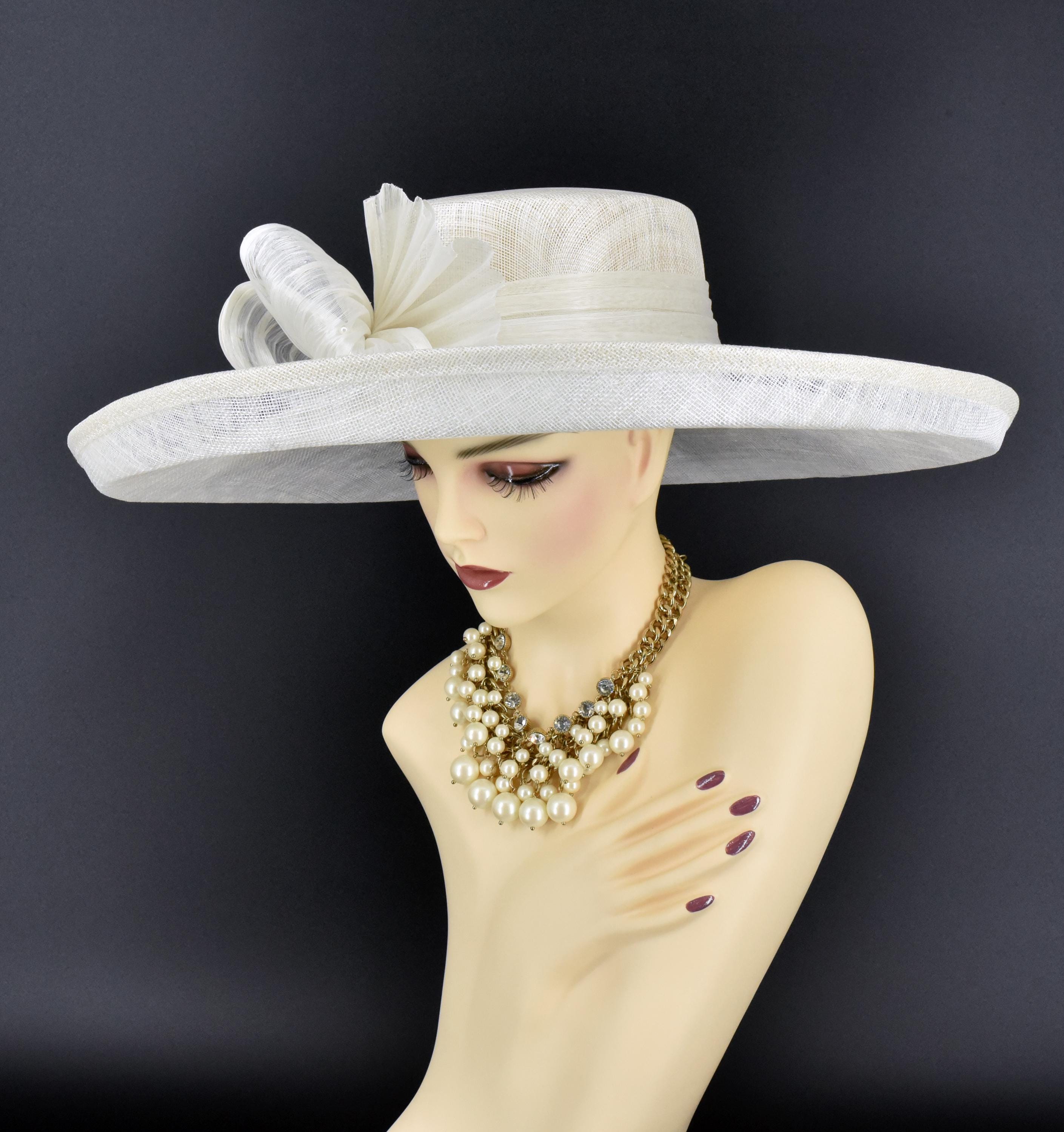 M2431 ( White Hat ) Kentucky Derby Hat, Church Hat, Wedding  display picture 3