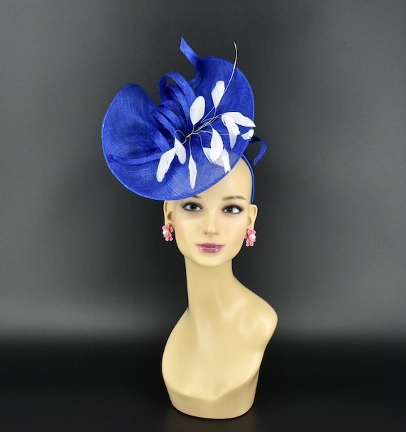 New Blue Fascinator Hats For Women- Tea Party Kentucky Ribbon Headband Derby Royal Blue Fascinator Hat for Women Tea Party Hat Kentucky  main image 2