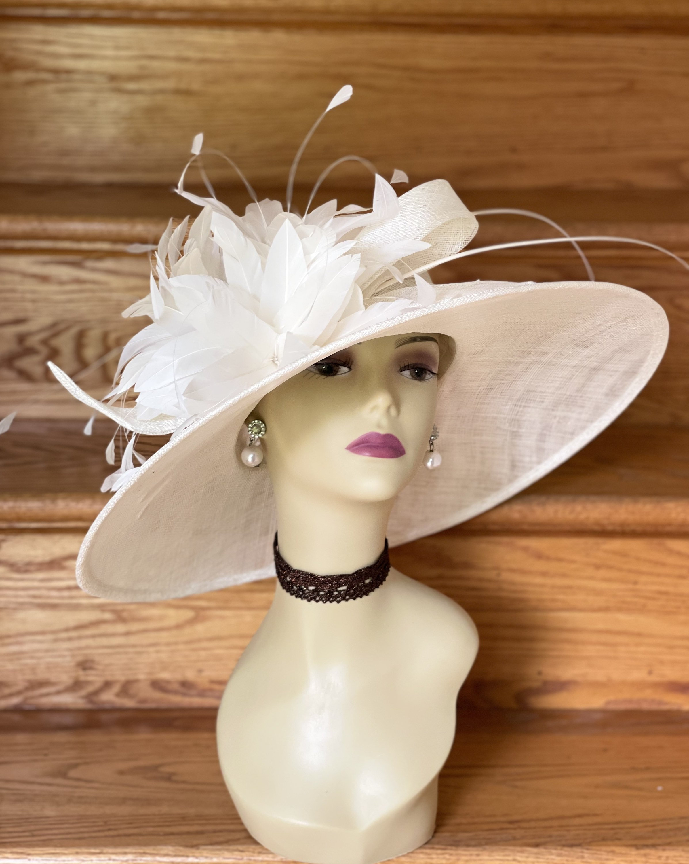 M939( Ivory Hat ) Kentucky Derby Hat Wedding Hat Easter Hat  display picture 1