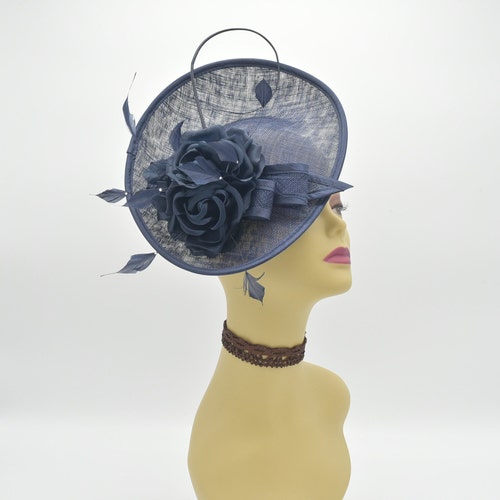 M8184 ( Navy ) Kentucky Derby, Wedding, Easter, Tea Party, Royal Ascot Silk Flowers, Rhinestone, Headband Medium Fascinator Cocktail shops