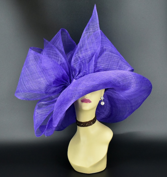 Purple Wide-Brim Hat with Bow Women Big Brim Straw Hat Sun Floppy Wide Brim Hats New  main image 2