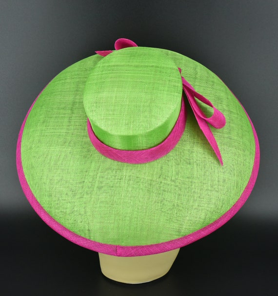 M22025( Green Fuchsia Hat) Audrey Hepburn Hat 19.75 M22025( Green Fuchsia Hat) Audrey Hepburn Hat 19.75