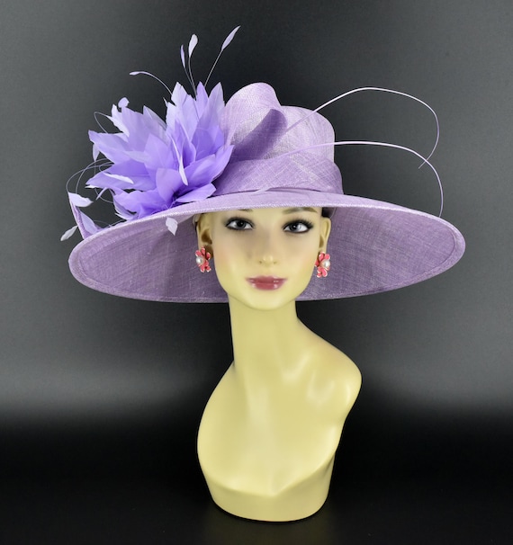 M936( Lavender Hat ) Kentucky Derby Hat, Wedding Hat, Easter  display picture 3