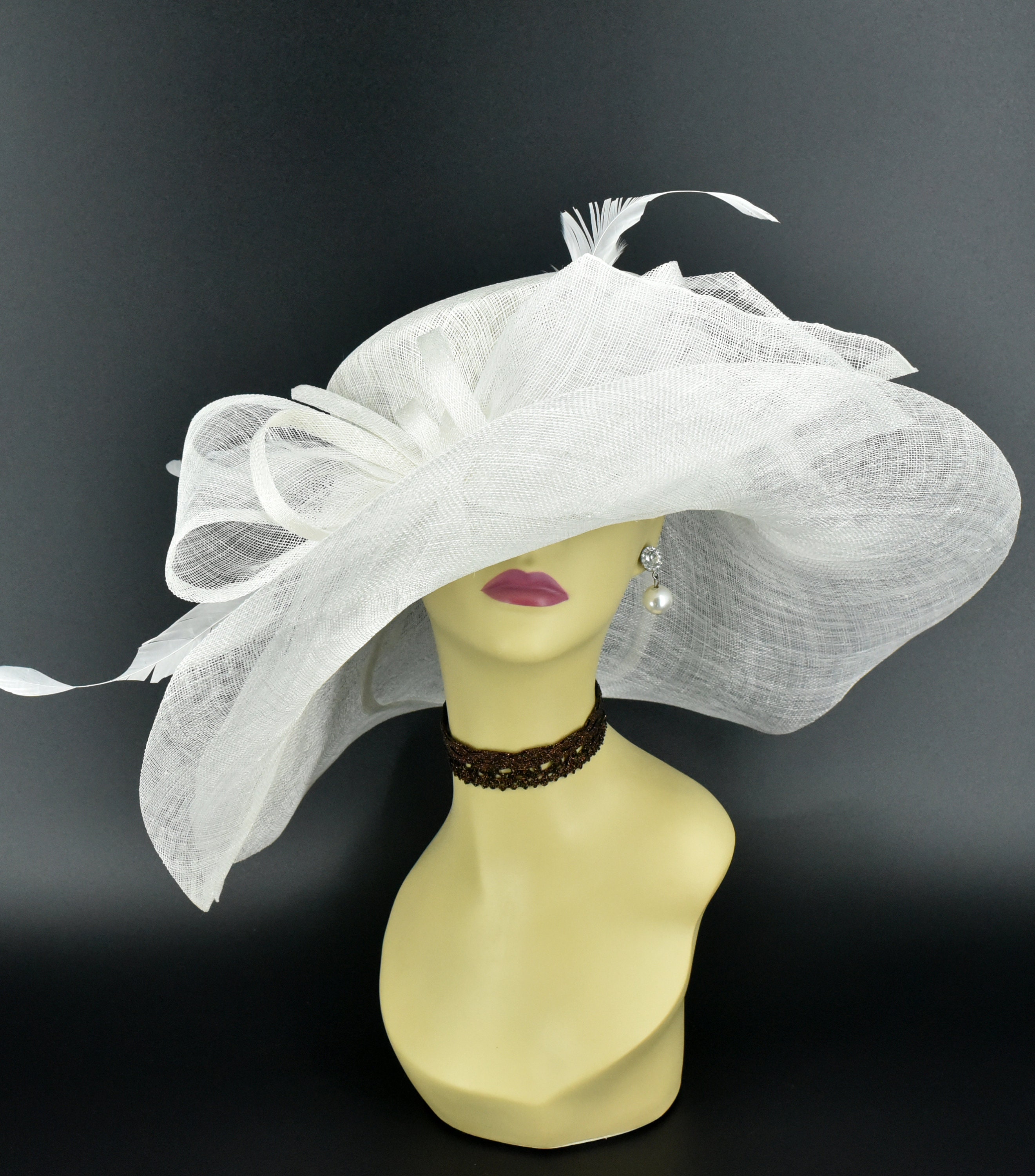 M22019 (off-white Hat Kentucky Derby Hat Church Hat Wedding Hat