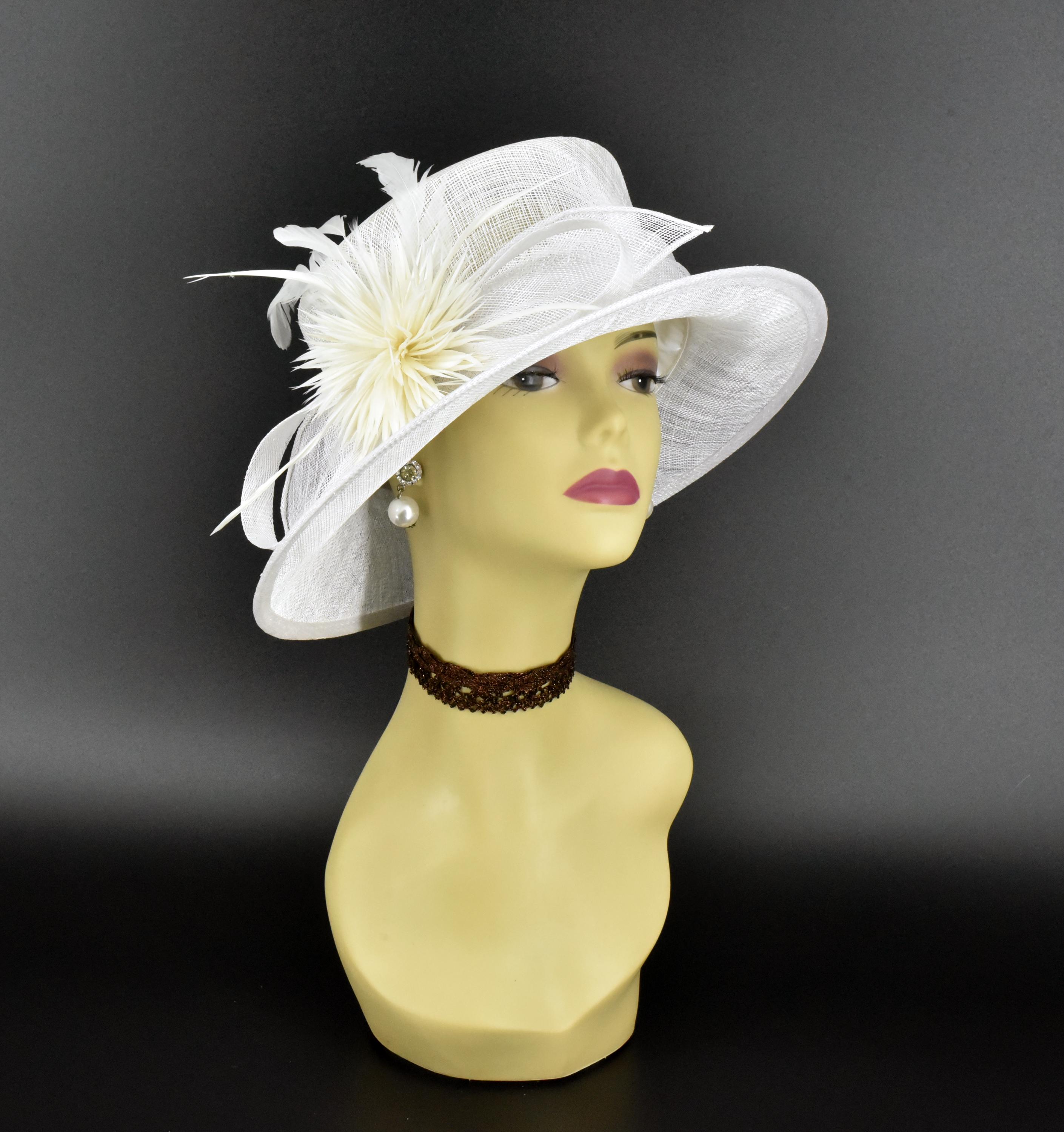 SF05( White ) Kentucky Derby Hat, Church Hat, Wedding Hat  display picture 3