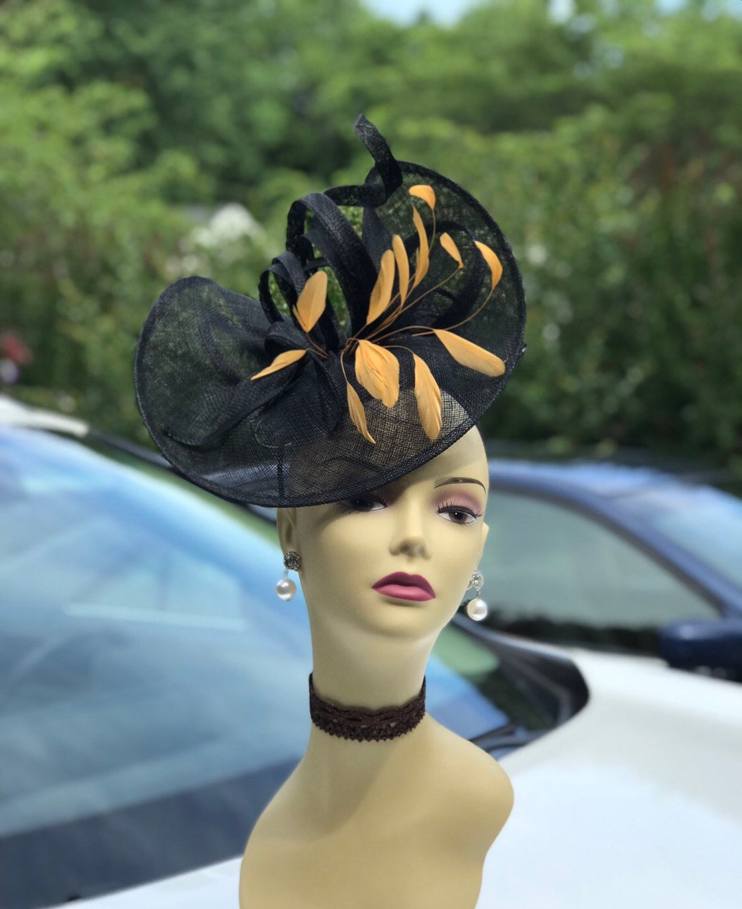 M8123 black/gold Kentucky Derby Hat Wedding Hat Easter Tea Etsy