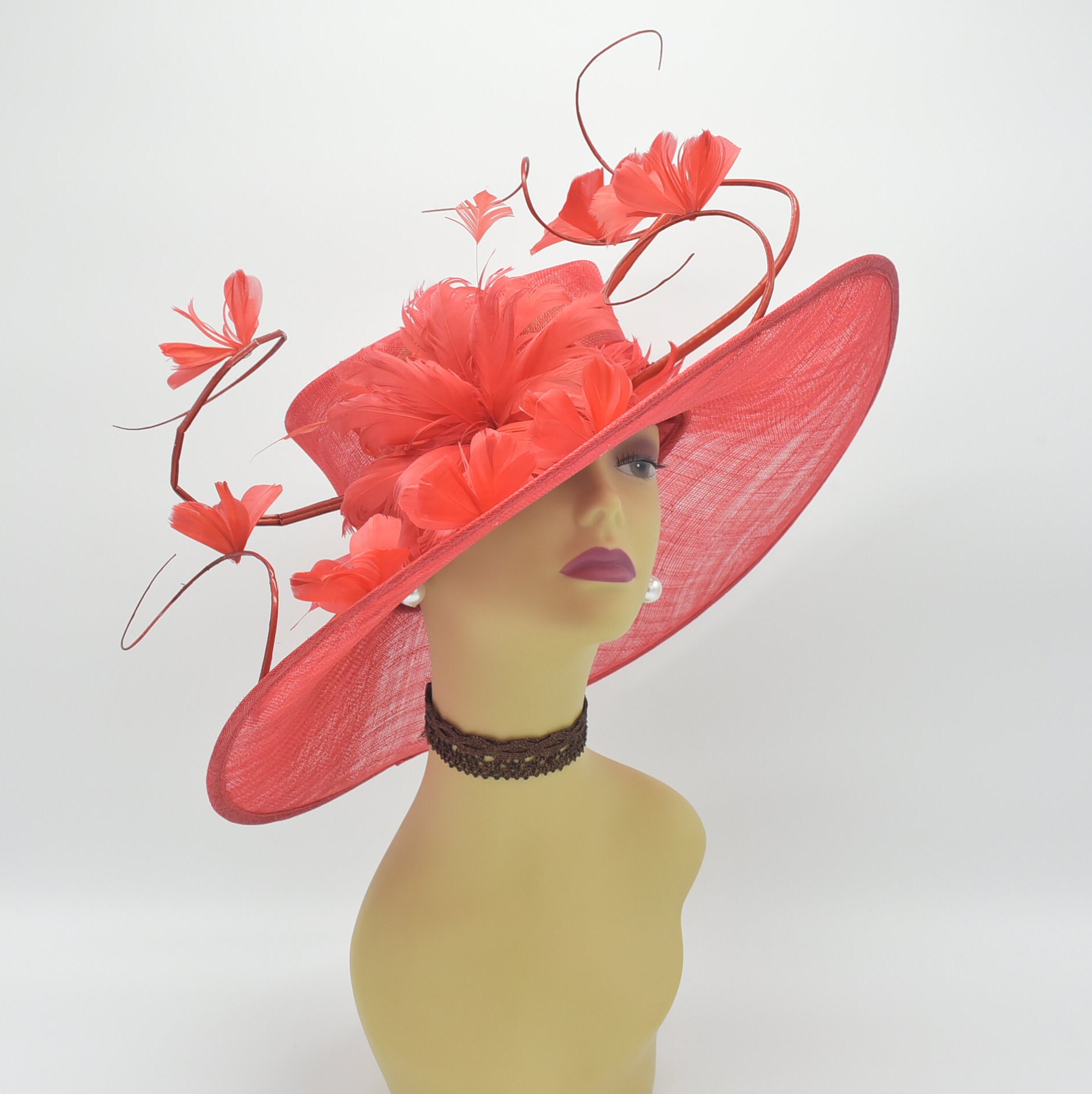 SF81 Red Kentucky Derby Hat Church Hat Wedding Hat - Etsy