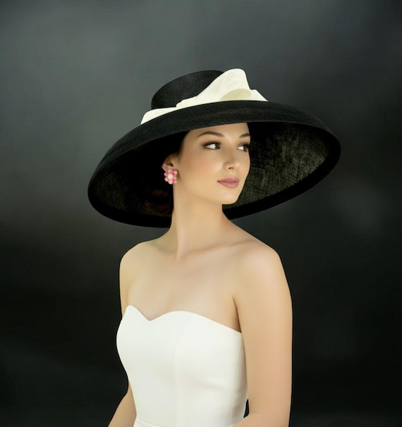 M22025 Black/ivory – Audrey Hepburn Hat | 19.75” Jumbo Wide-brim