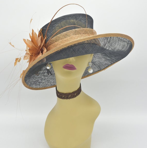 L17 ( Black/gold )kentucky Derby Hat, Church Hat, Wedding