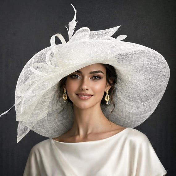 M22019 ( Ivory ) Kentucky Derby Hat Church Hat Wedding Hat  display picture 2