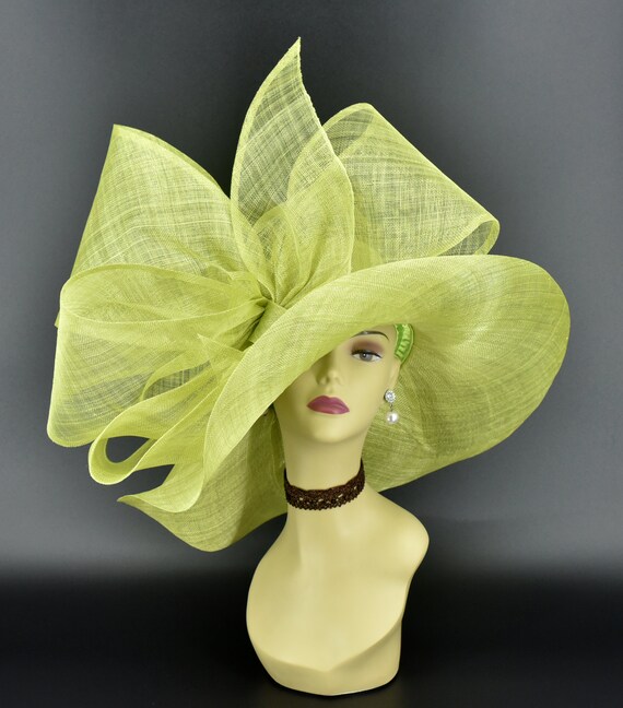 SD28A ( Lime Green Hat ) Kentucky Derby Hat, Church Hat