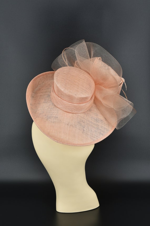 M22020( Peach Hat)kentucky Derby Hat, Wedding Hat, Royal  display picture 3