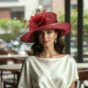 Burgundy Kentucky Derby Hat - Etsy display picture 1