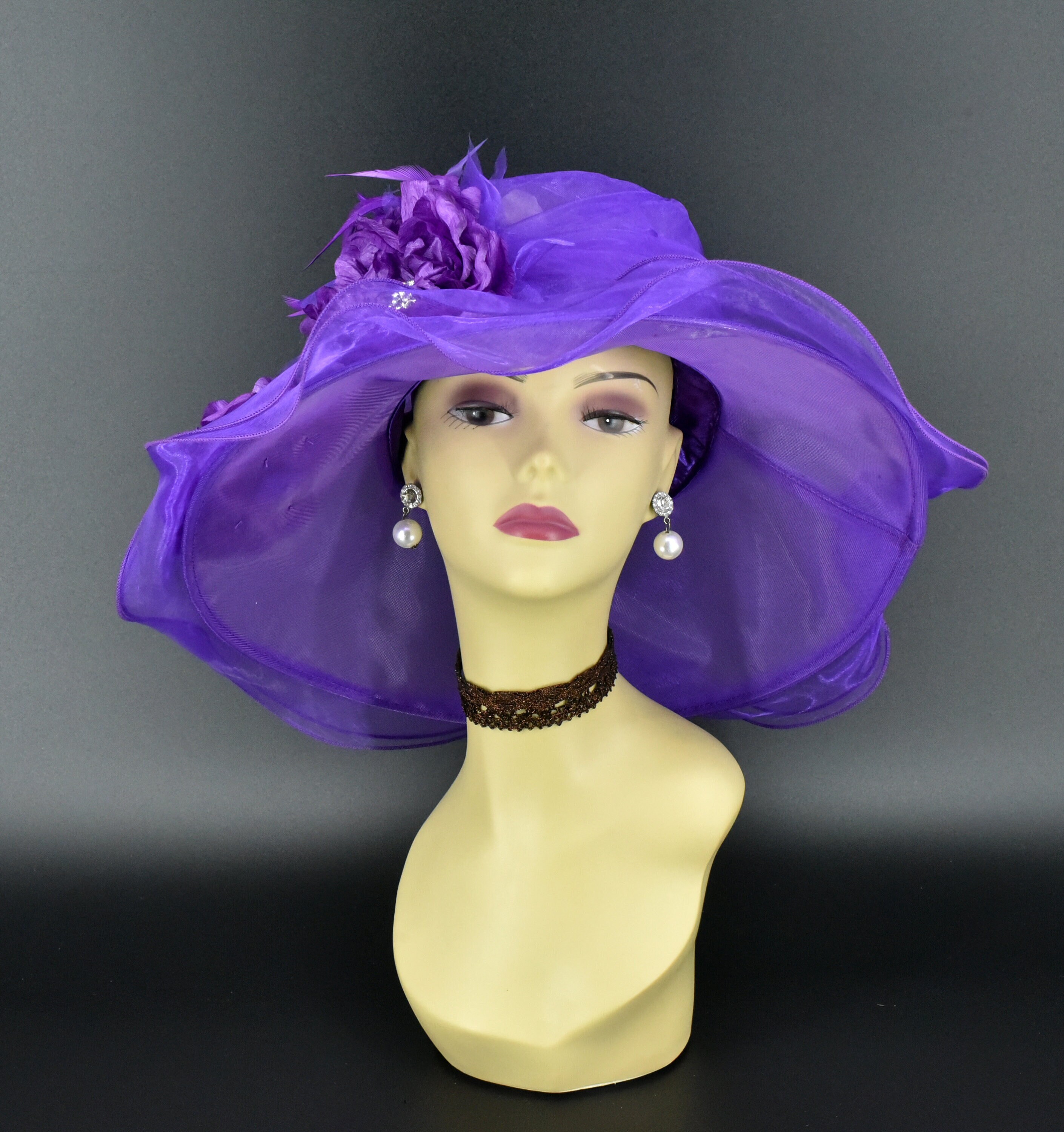 Ed7021(purple )kentucky Derby Hat, Church Hat, Wedding Hat 