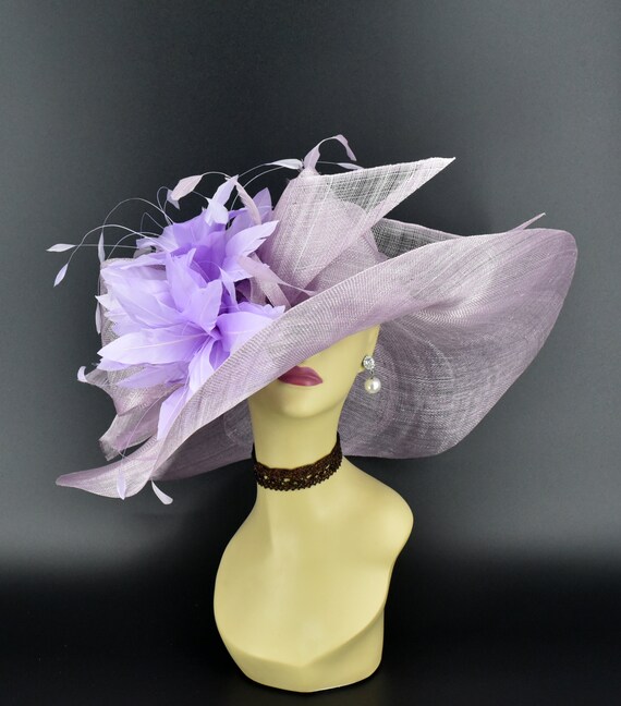 M22019F ( Lilac Hat ) Kentucky Derby Hat Church Hat Wedding  display picture 3