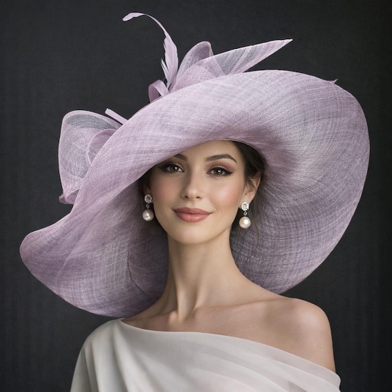Whittall & Shon Designer Derby/Church Purple Hat Wide Brim w Bow Purple Derby Hat | eBay main image 3