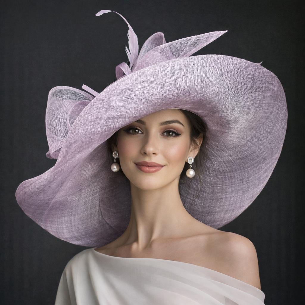 M22019 ( Lilac Hat ) Kentucky Derby Hat Church Hat Wedding  display picture 3