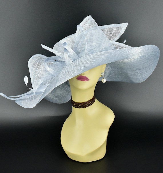M22019 ( Light Blue ) Kentucky Derby Hat Church Hat Wedding 