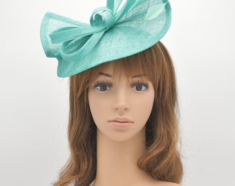 M813 (Mint) Kentucky Derby, Hochzeit, Ostern, Tea Party, Royal Ascot Sinamay Stirnband Medium Fascinator Cocktail