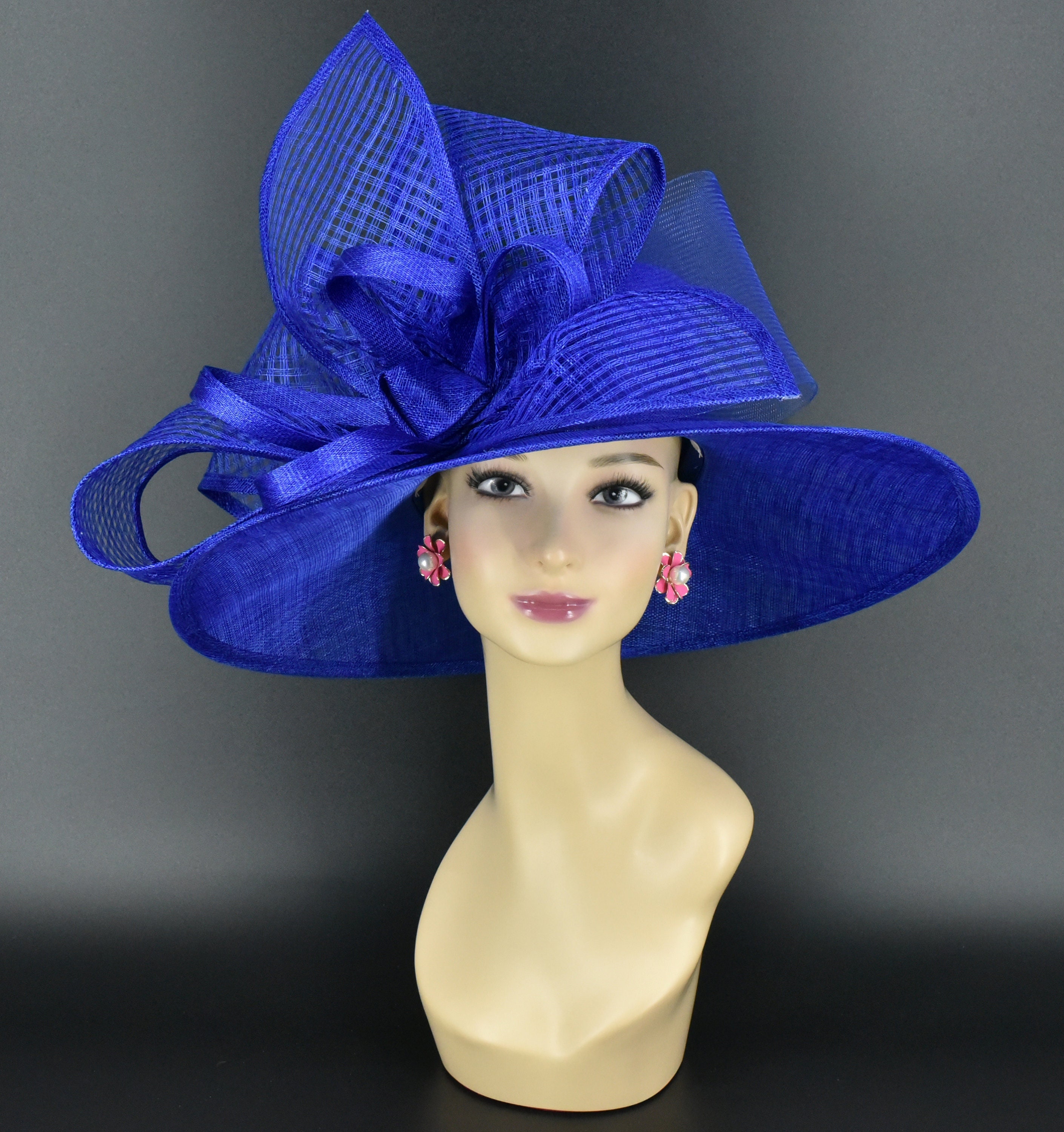 ?NEW! SHOW STOPPER! Gorgeous Royal Blue Kentucky Derby Hat kentucky derby hat fascinator huge cobalt blue, royal blue  main image 3