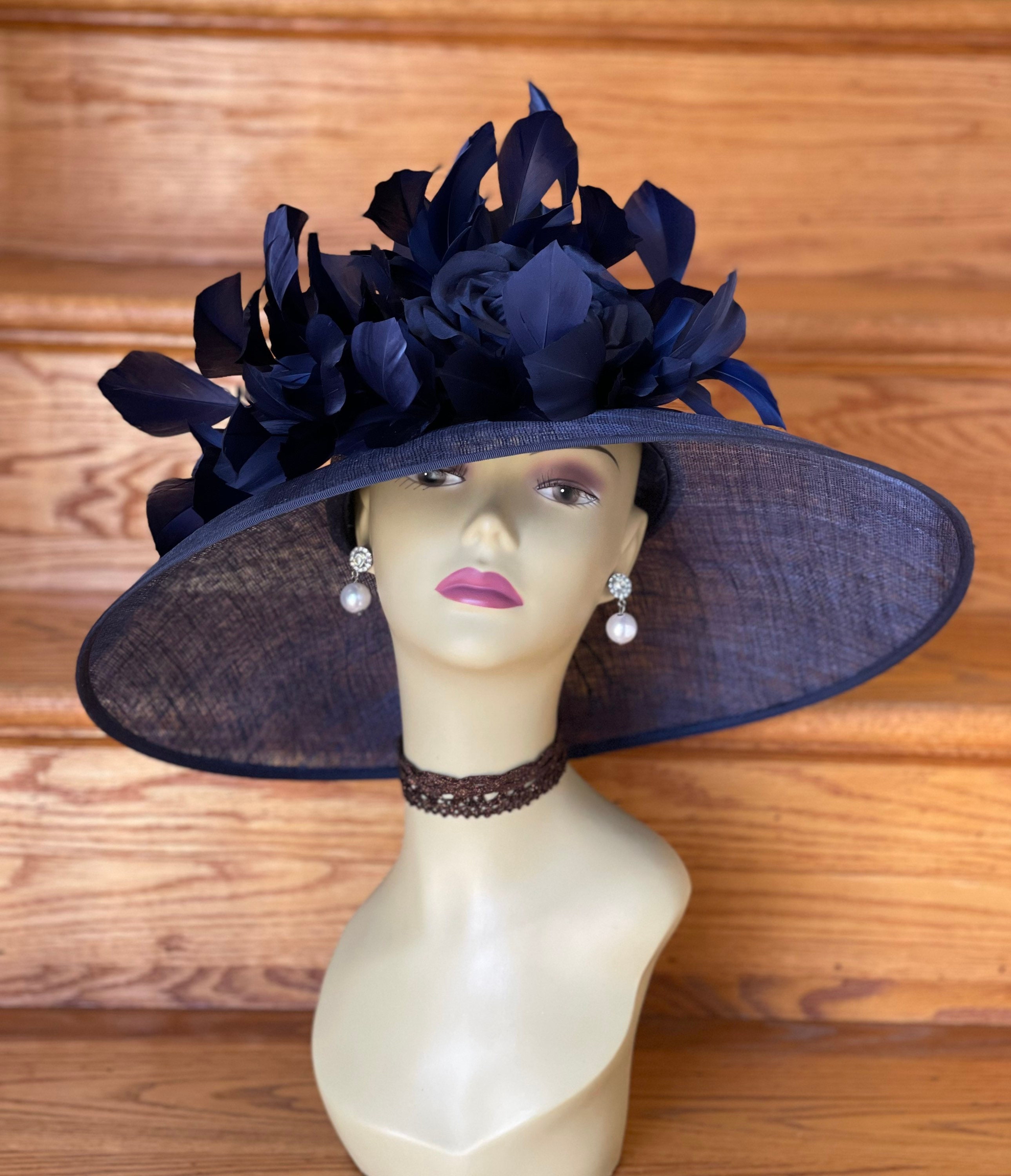 SD951 Navy Blue kentucky Derby Hat Church Hat Wedding Etsy