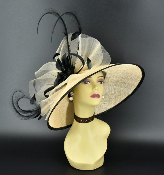 Elegant Beige Sun Hat with Black Trim Women main image 4