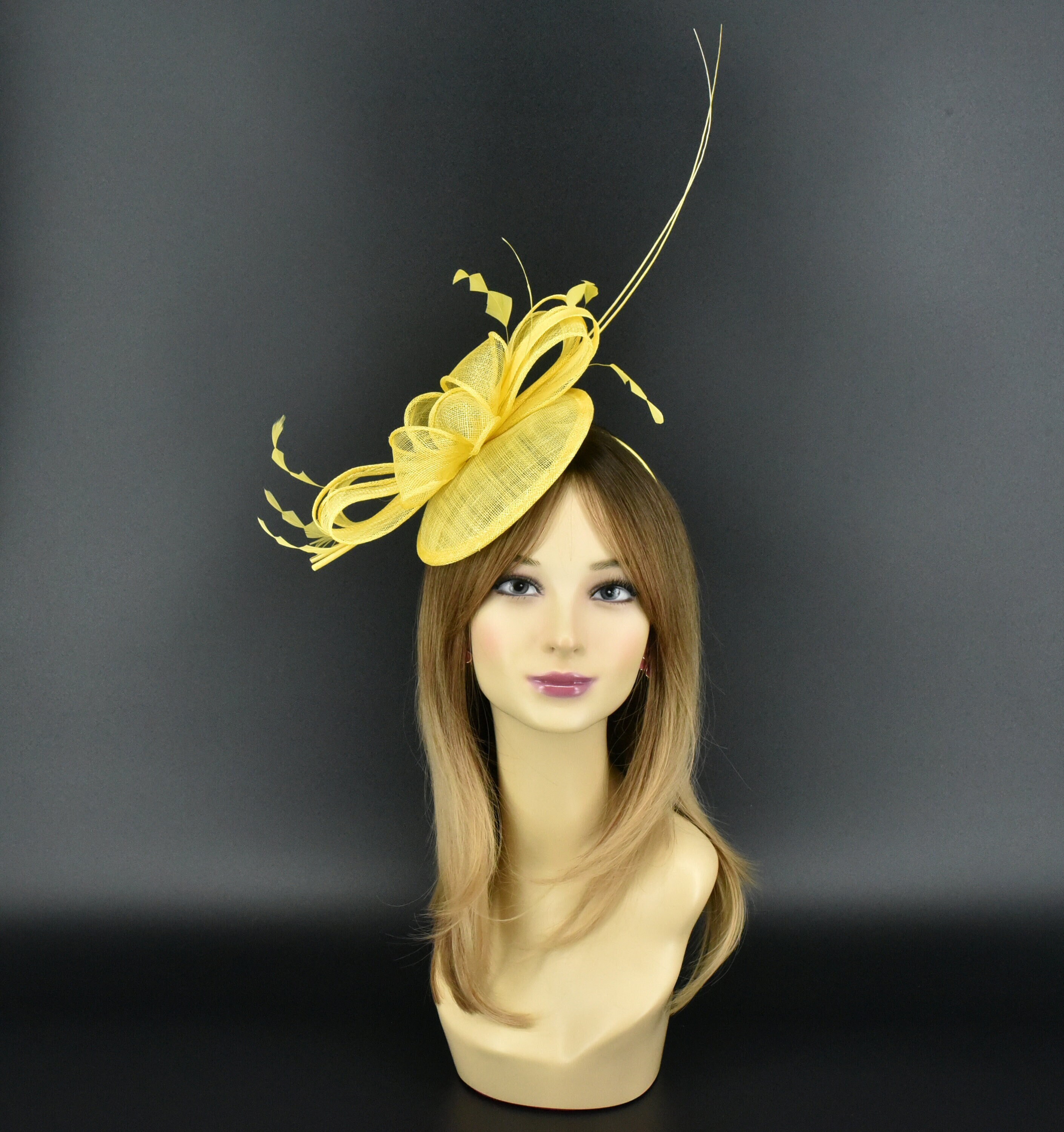 Beautiful Yellow Ribbon Sculpted Fascinator Derby Races Tea Parties Soir HUANIZI Tea-Party Fascinator Derby Hat for Party Wedding  main image 3
