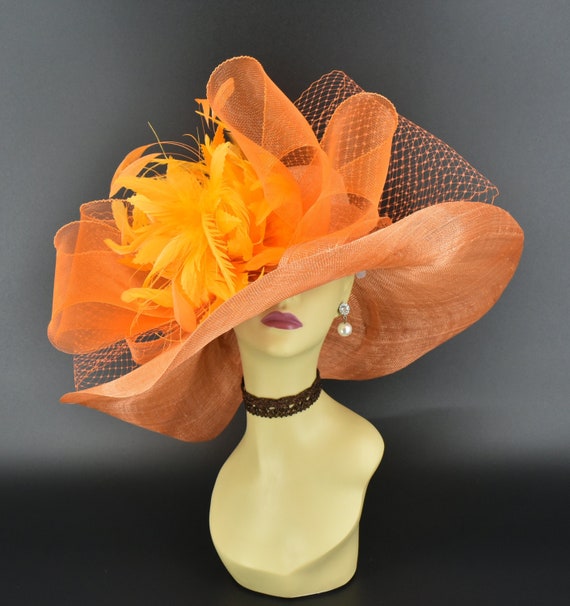 SD20 Orange Wide-brim Sinamay Hat – Kentucky Derby | Royal  display picture 2