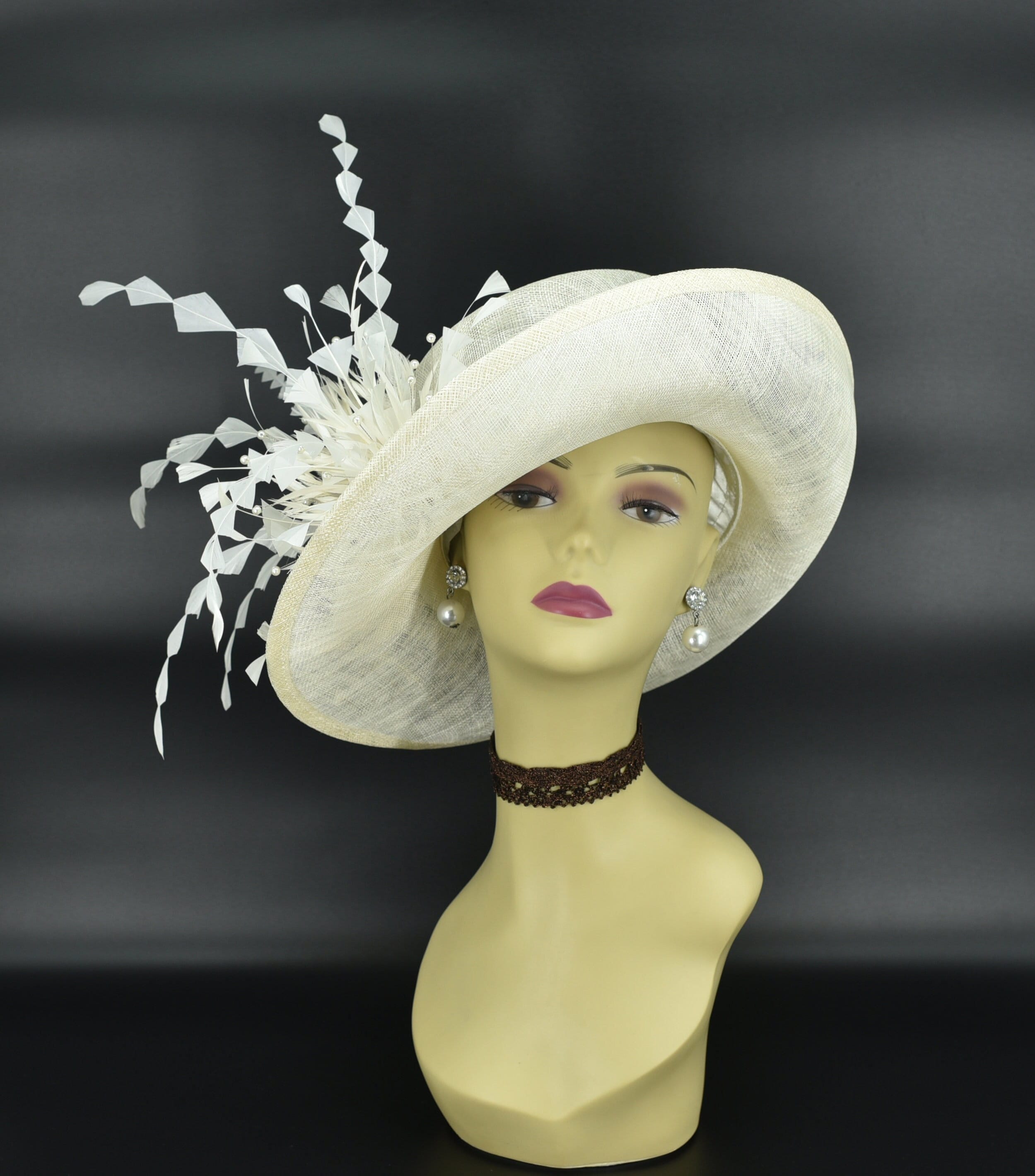 M9031( Ivory + More Colors Options ) Kentucky Derby Hat 