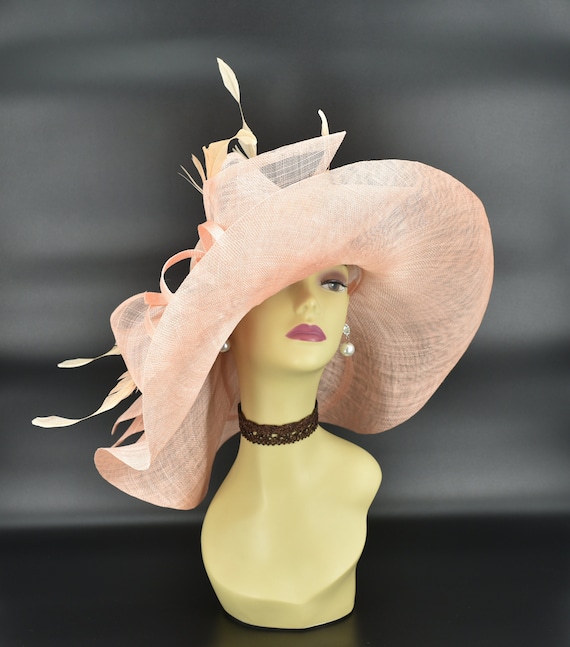 Vintage-Inspired Hat Peach Fascinator Kentucky Derby, Easter, Garden Party style SD511( Peach+more Colors Options )kentucky Derby Hat, Church  main image 4