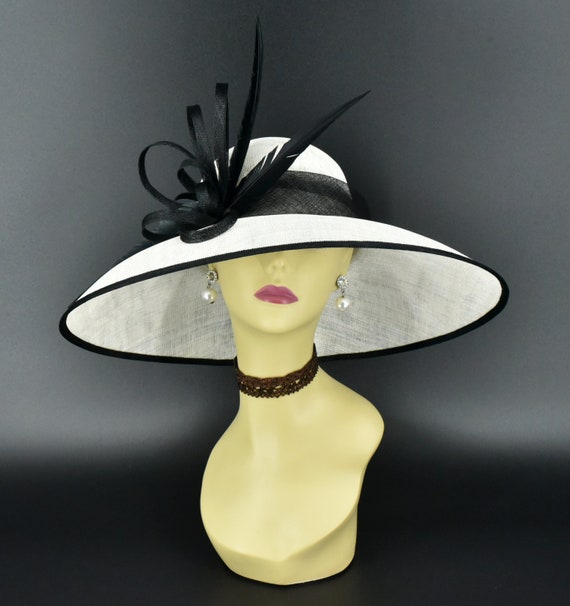 M839( White Black )vintage Kentucky Derby, Church, Wedding 