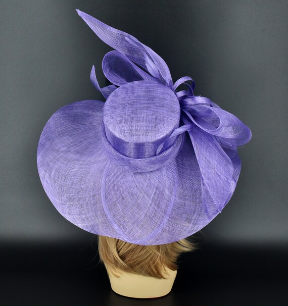 M23157 Purple Wisteria Wide-brim Sinamay Hat With Jumbo Bow  display picture 3