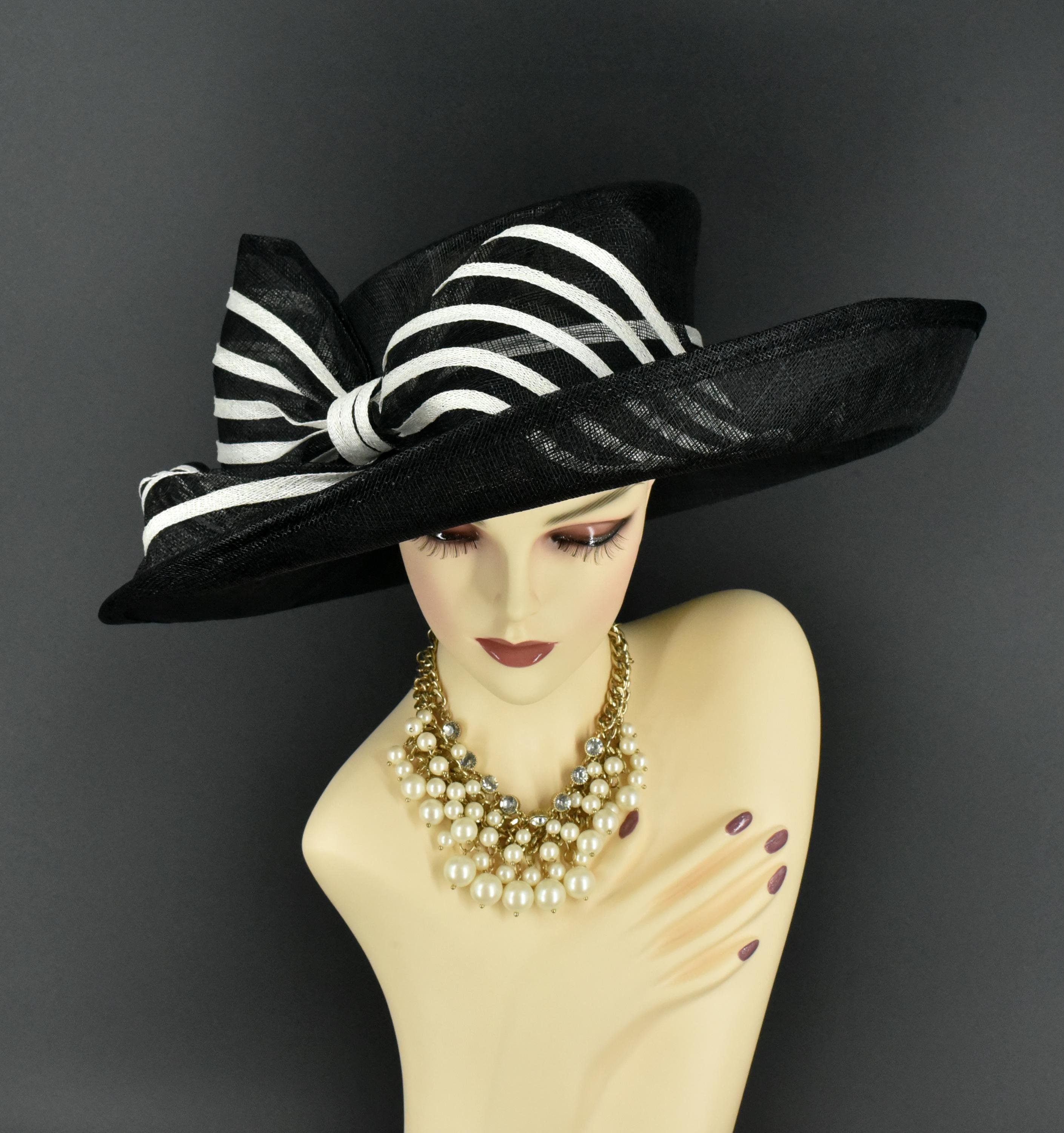 M1314 ( Black/white ) Kentucky Derby Hat, Church Hat, Wedding Hat 