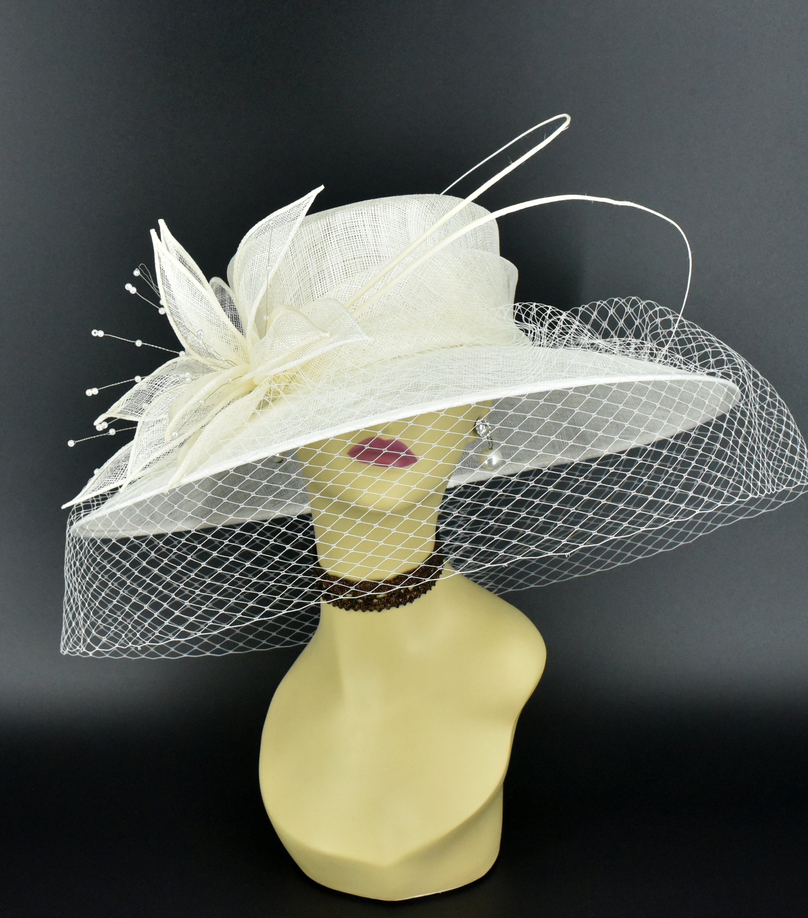 M489V ( Ivory Hat )kentucky Derby Hat, Church Hat, Wedding