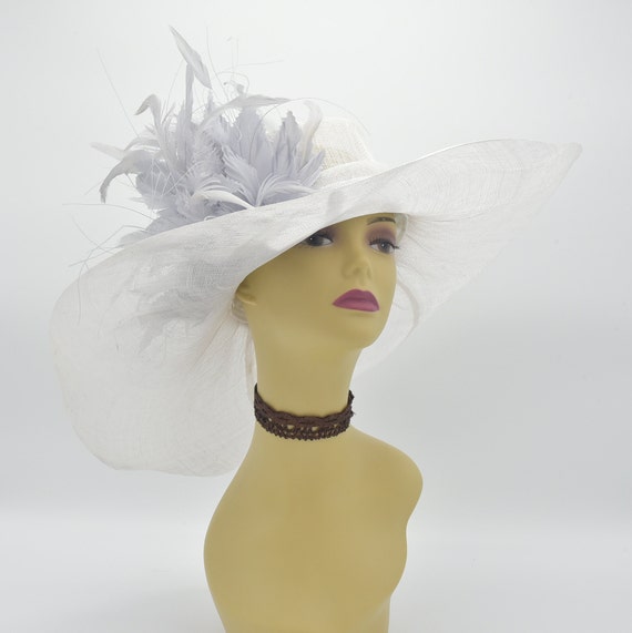 NEW! Beautiful Silver Gray Kentucky Derby Hat New High Quality Gray Sinamay Hat, Fashion, Fancy ,elegant  main image 3