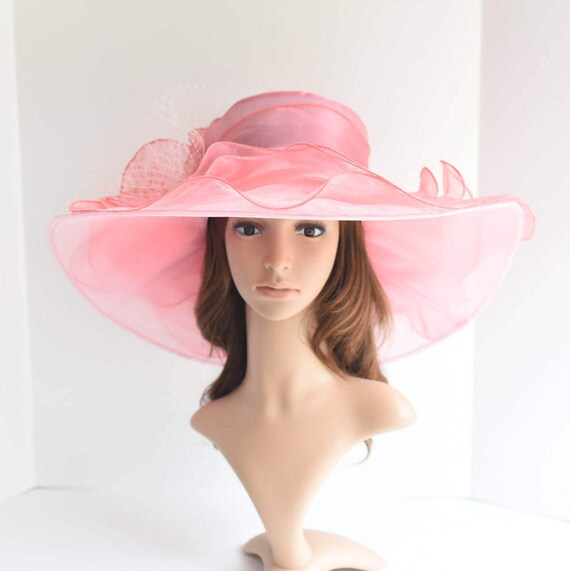 D35 ( Coral )kentucky Derby Hat, Church Hat, Wedding Hat  display picture 3
