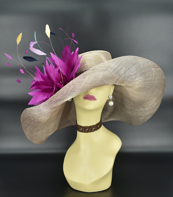 SD511( Taupe/purple Wine/multi-color)kentucky Derby Hat  display picture 2