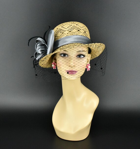 ED23 Vintage Straw Hat for Tea Parties, Vintage-themed  display picture 3