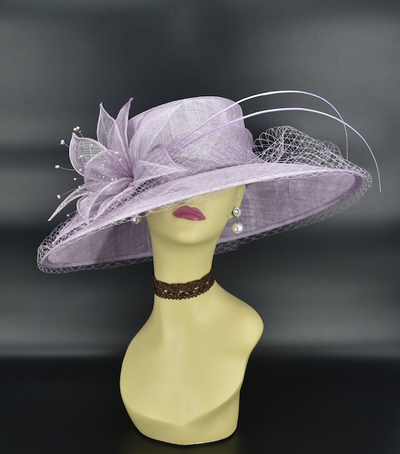 M489 Lilac/light Purple kentucky Derby Hat Church Hat 
