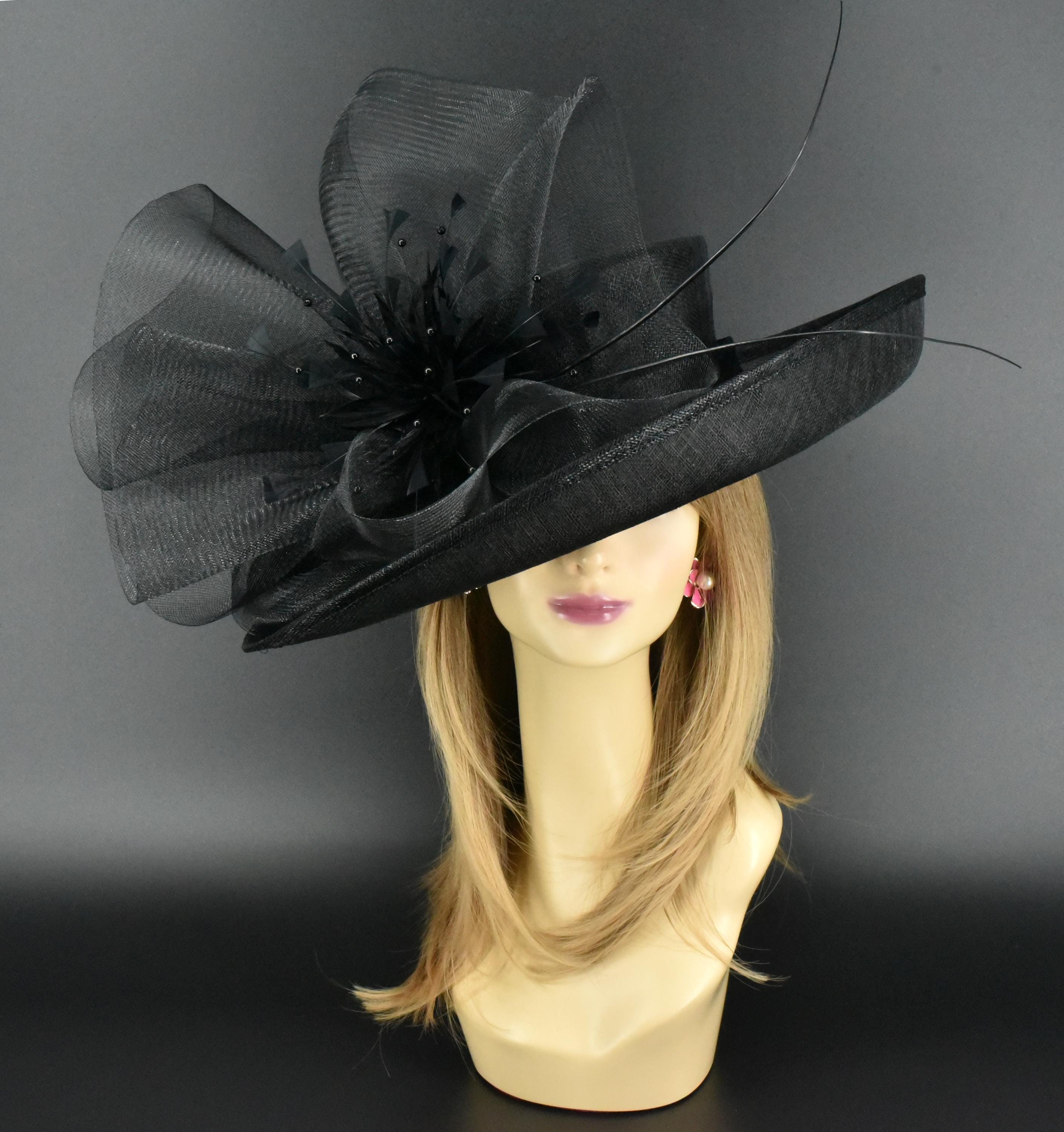 M2446 Black Wide-brim Sinamay Hat – Kentucky Derby | Royal Ascot