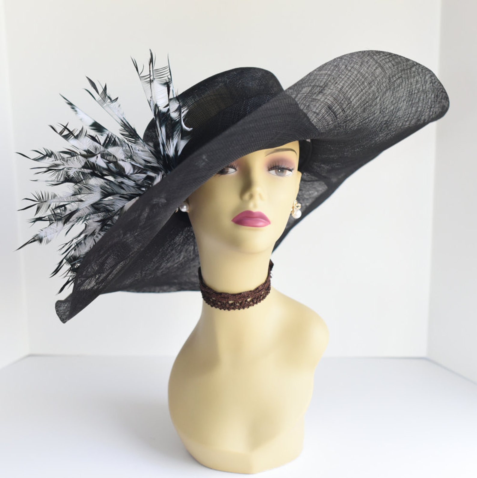 M507 black/white Kentucky Derby Hat Church Hat Wedding Etsy