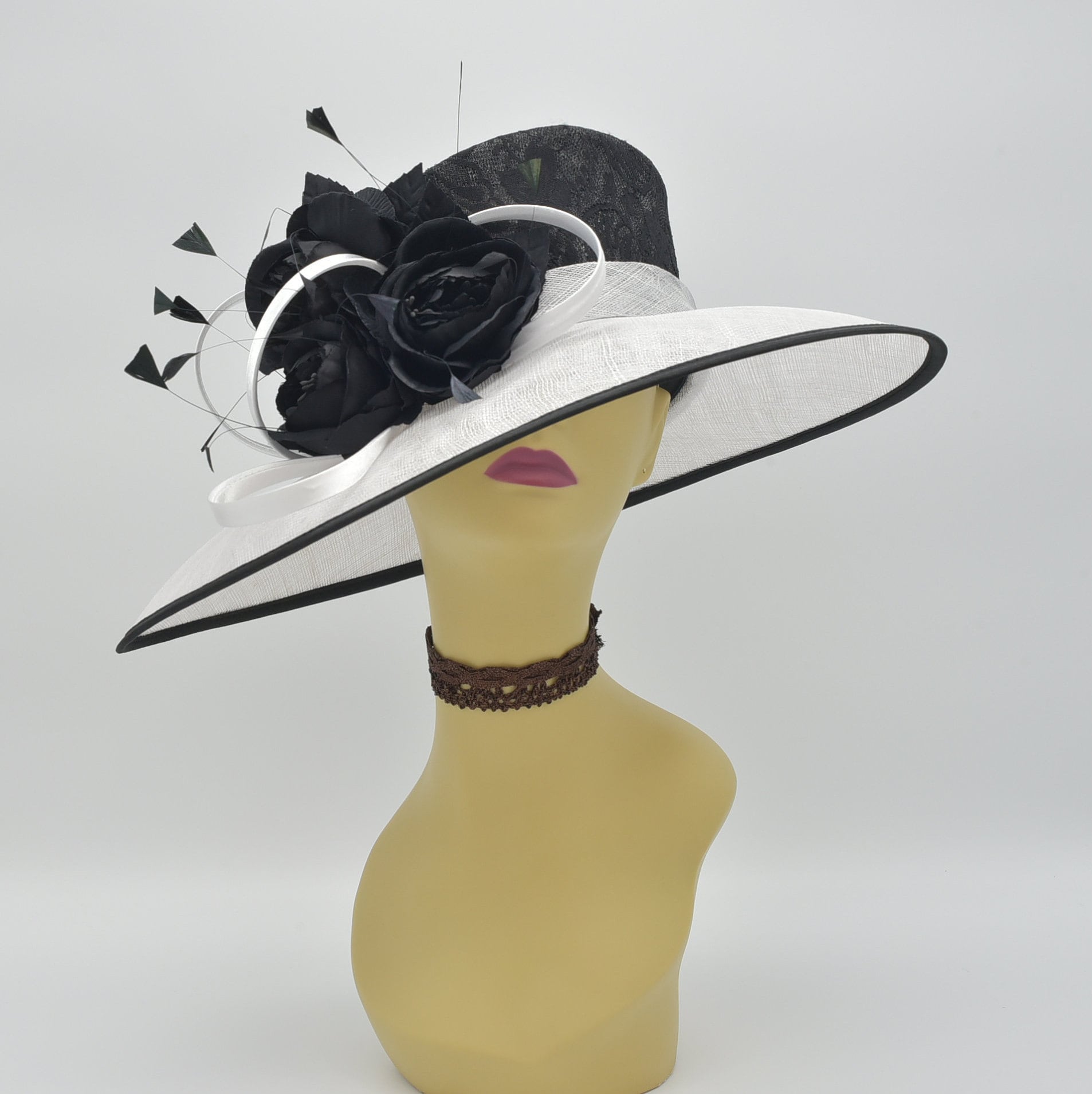 Beloved Millinery Black and White Floral Fascinator Kentucky Derby Church Tea Kentucky Derby Hats by Rachel + Kate | Derby 151: the best  main image 2