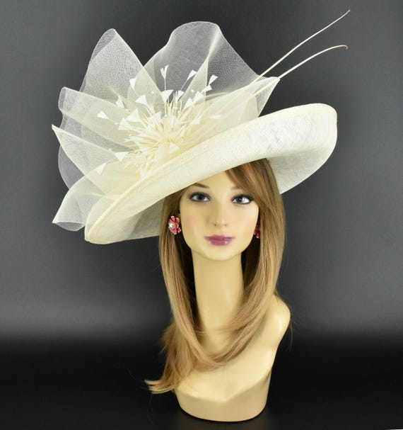 M2446 Ivory Wide-brim Sinamay Hat – Kentucky Derby | Royal 