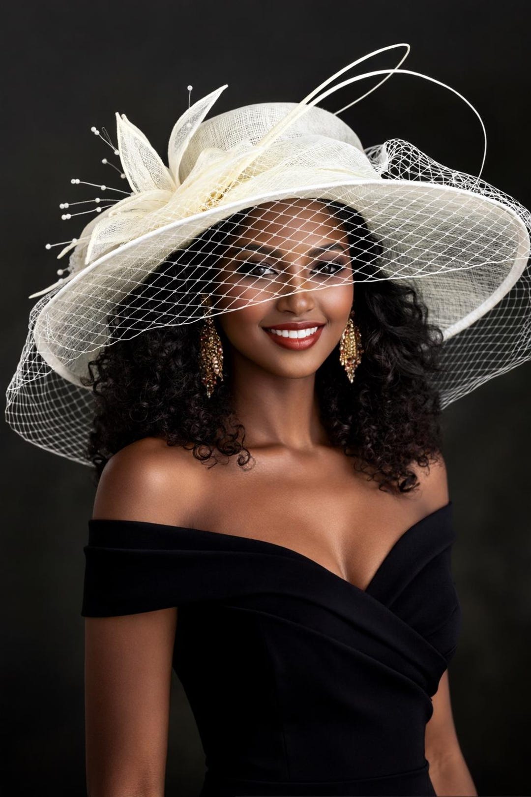 M489V ( Ivory Hat )kentucky Derby Hat, Church Hat, Wedding Hat