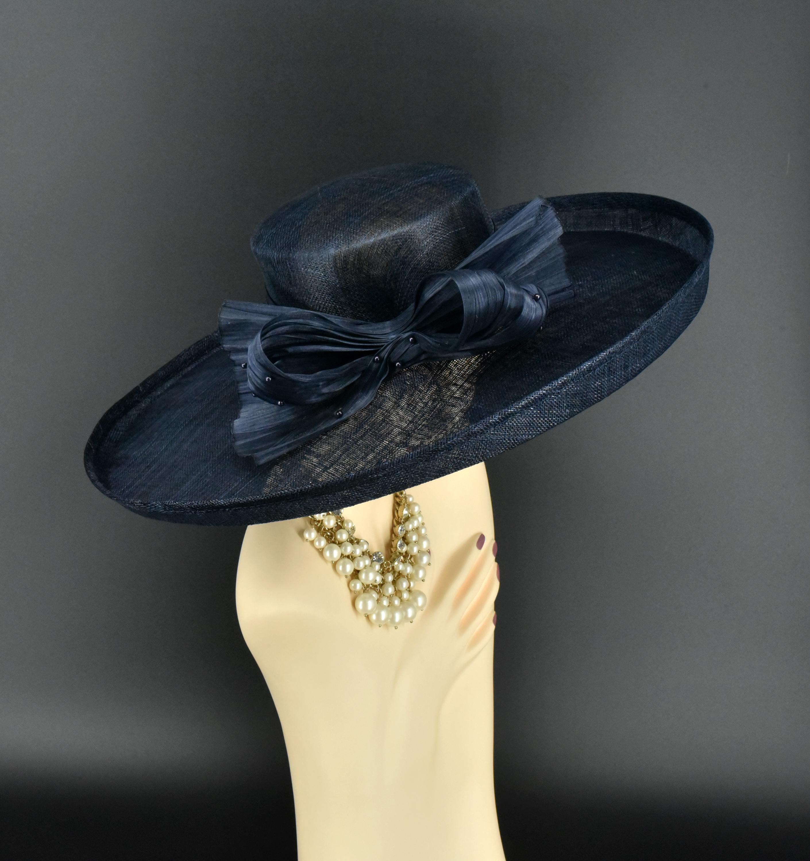 Beloved Milinery Stunning Navy Wide-Brim Hat Kentucky Derby Chuuch Tea Equine Kentucky Derby Hats by Rachel + Kate | Derby 151: the best  main image 2